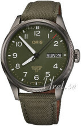 Oris 01 752 7760 4287-Set Aviation Grön/Läder Ø44 mm