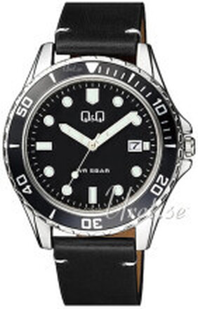 Q&Q A172J332Y Classic Svart/Läder Ø43 mm