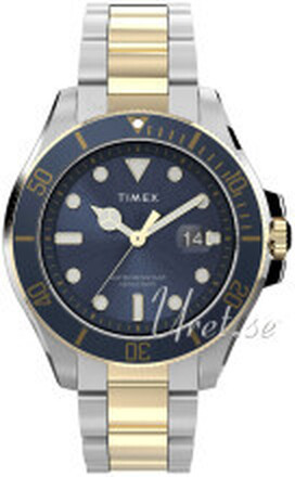 Timex TW2V42000 Harborside Blå/Gulguldtonat stål Ø43 mm