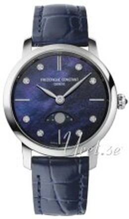 Frederique Constant FC-206MPND1S6 Classics Slimline Ladies Moonphase Blå/Lær Ø30