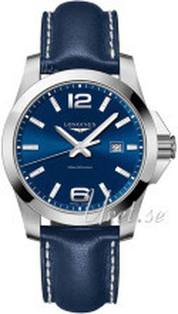 Longines L3.760.4.96.0 Conquest Blå/Lær Ø43 mm