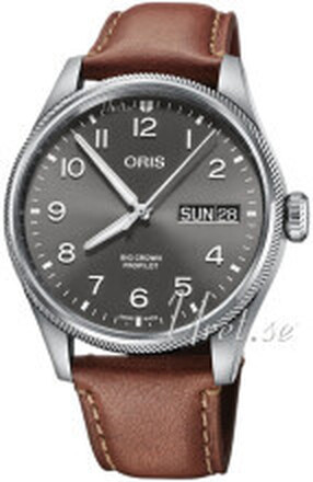 Oris 01 752 7760 4063-07 5 22 07LC Aviation Grå/Lær Ø44 mm