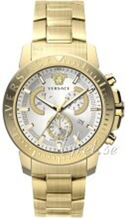 Versace VE2E00521 New Chrono Chronograph 45mm Sølvfarget/Gulltonet stål Ø45 mm