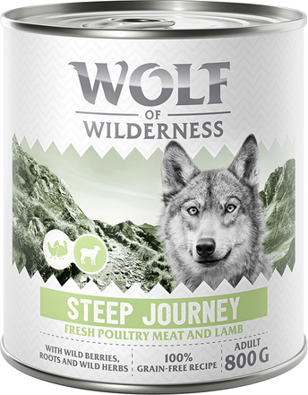 Wolf of Wilderness Adult “Expedition” 6 x 800 g - Steep Journey - Fjäderfä & lamm
