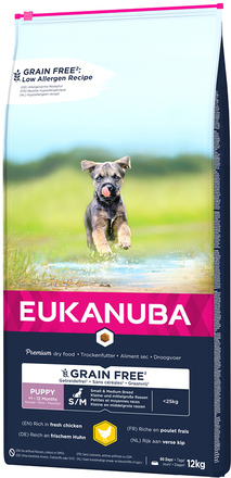 Eukanuba Grain Free Puppy Small / Medium Breed Kylling - 12 kg