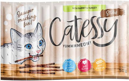 Ekonomipack: Catessy Sticks 50 x 5 g - Kanin & kalkon