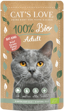 Cat's Love Ekologisk 6 x 100 g - Ekologiskt Nötkött