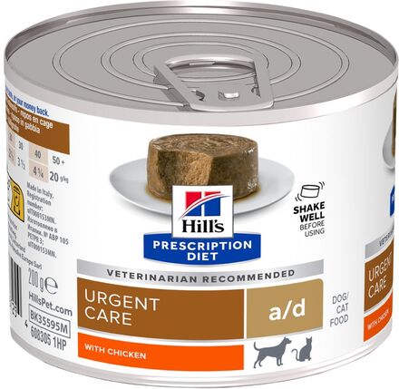 Hill's Prescription Diet a/d Urgent Care Hunde- og kattefôr med kylling - 48 x 200 g