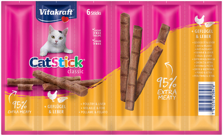 Vitakraft Cat Stick Mini - Fjäderfä & lever 6 x 6 g