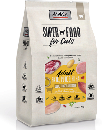 Ekonomipack: 2 x 7 kg MAC's Superfood for Cats torrfoder - Adult Anka, kalkon & kyckling
