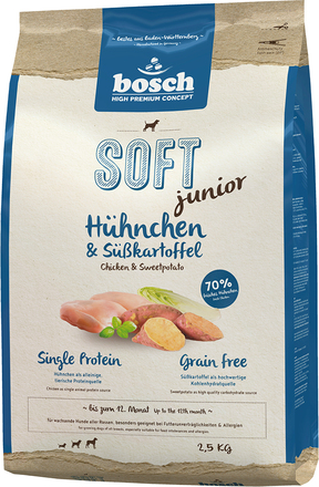 bosch økonomipakke (2 x store pakker) - Soft Junior Kylling & Søde Kartofler (3 x 2,5 kg)