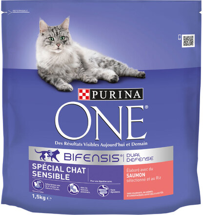 PURINA ONE Sensitive Cat Laks, ris - 4 x 1,5 kg