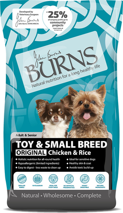 Burns Adult & Senior Original Toy & Small Breed - Chicken & Rice - Ekonomipack: 2 x 6 kg