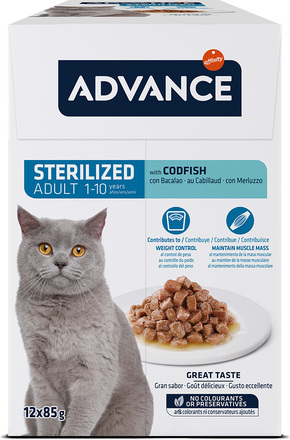 Advance Feline Sterilized Cod - Ekonomipack: 24 x 85 g