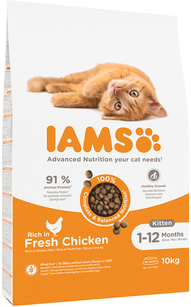 Ekonomipack: IAMS torrfoder för katter 2 x 10 kg - Advanced Nutrition Kitten med färsk kyckling (2 x 10 kg)