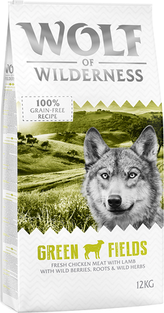 Økonomipakke: 2 x 12 kg Wolf of Wilderness - Green Fields Lam