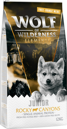 Wolf of Wilderness JUNIOR Rocky Canyons frittgående okse – uten korn - 12 kg