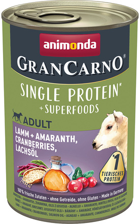 Animonda GranCarno Adult Superfoods 6 x 400 g Lamm & amarant, tranbär, laxolja