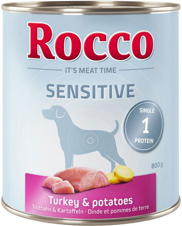 Ekonomipack: Rocco Sensitive 24 x 800 g - Kalkon & potatis