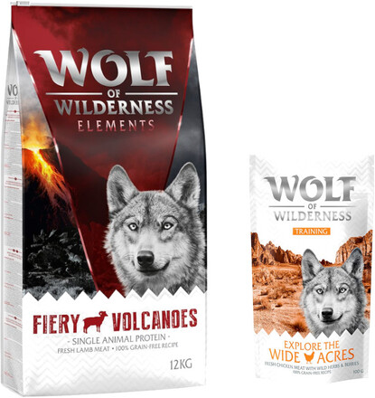 12 kg Wolf of Wilderness 12 kg + 100 g Training "Explore" på köpet! - Fiery Volcanoes - Lamb (monoprotein)