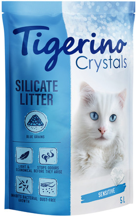 Tigerino Crystals Fun/Sensitive - färgglatt kattströ - Blått 5 l