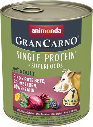 Animonda GranCarno Adult Superfoods 6 x 800 g - Nötkött & rödbetor, björnbär, maskros