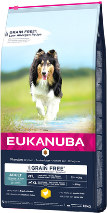 Eukanuba Grain Free Adult Large Breed Kylling - 12 kg