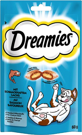 Blandat provpack: Dreamies Cat Treats 4 x 60 g - Nötkött, Lax, Tonfisk och Ost