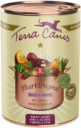 Terra Canis Market Ragout 6 x 385 g - Vilt & kyckling med pumpa, päron, timjan