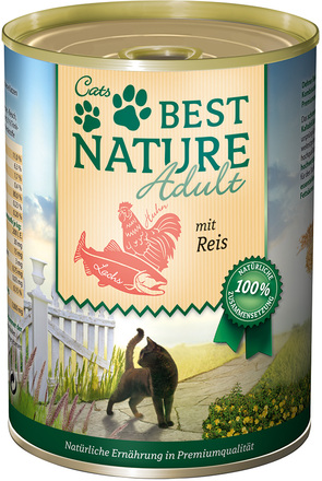 Ekonomipack: Best Nature Cat Adult 12 x 400 g - Lax, Kyckling, & Ris