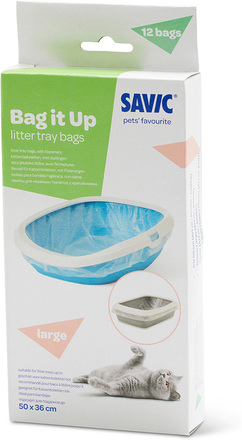 Savic Kattedo Gizmo Happy Planet - 52 cm - Bag it Up Litter Tray Bags, Large, 1 x 12 Stk