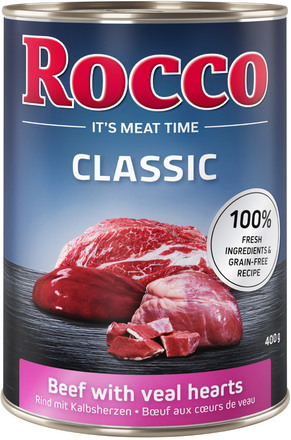 Rocco Classic -säästöpakkaus 24 x 400 g - nauta & vasikansydän
