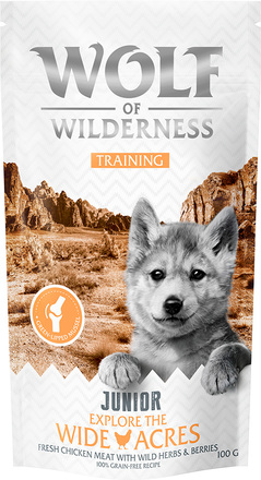 Wolf of Wilderness Training JUNIOR “Explore the Wide Acres” Kylling - Økonomipakke: 3 x 100 g