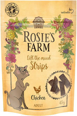 Rosie's Farm Snack "Strips" Kylling - 3 x 45 g