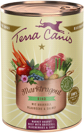 Ekonomipack: Terra Canis Market Ragout 12 x 385 g - Nötkött med broccoli, blåbär, salvia