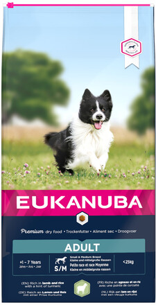 Eukanuba Adult Small / Medium Breed lam og ris - Økonomipakke: 2 x 12 kg