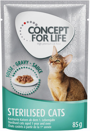 Concept for Life Sterilised Cats Chicken - förbättrad formel! - Som tillskott: 12 x 85 g Concept for Life Sterilised Cats - i sås