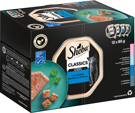 Jumbo ekonomipack: Sheba 96 x 85 g portionsform i blandpack - Classics in Pâté