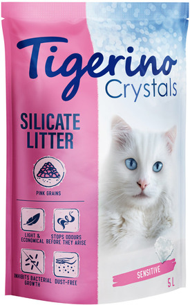 Tigerino Crystals Fun/Sensitive - färgglatt kattströ - Rosa 5 l