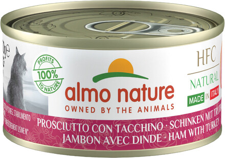 Økonomipakke Almo Nature HFC Natural Made in Italy 12 x 70 g - Skinke & Kalkun