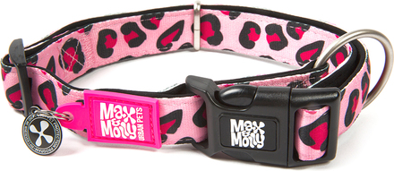Max & Molly Smart ID Leopard Pink halsband - Stl. M: 34-55 cm halsomfång, B 20 mm