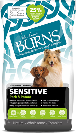 Burns Adult Sensitive - Pork & Potato - Ekonomipack: 2 x 12 kg