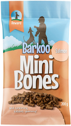 Økonomipakke: 4 / 8 x 200 g Barkoo Mini Bones - Laks 4 x 200 g