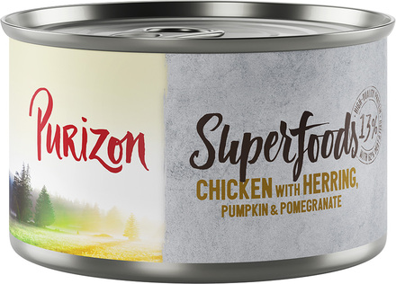 Purizon Superfoods 6 x 140 g - Kyckling med sill, pumpa & granatäpple