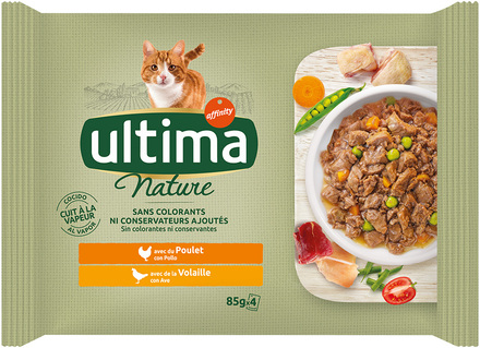 Ultima Cat Nature 4 x 85 g - Fjäderfä