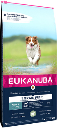 Eukanuba Grain Free Adult Small & Medium Breed Lam - 12 kg