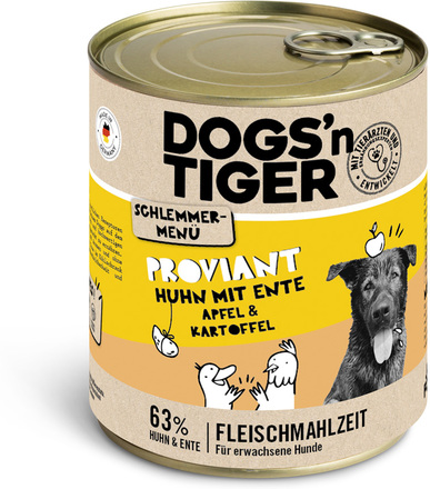 Dogs'n Tiger gourmetmeny för hundar 6 x 800 g - Kyckling med anka, äpple och potatis