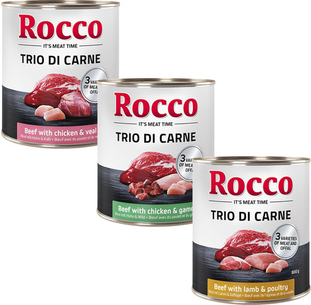 Rocco Trio di Carne blandet prøvepakke 6 x 800 g - Blanding - 3 sorter