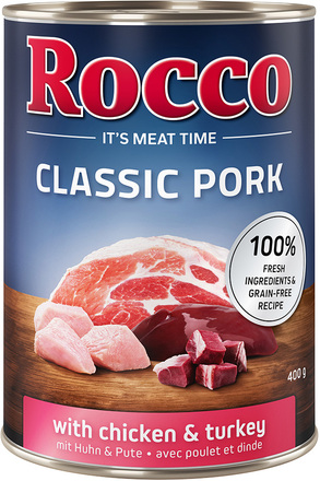 Ekonomipack: Rocco Classic Pork 24 x 400 g - Kyckling & kalkon