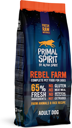 Primal Spirit 65% Rebel Farm hundfoder - 12 kg